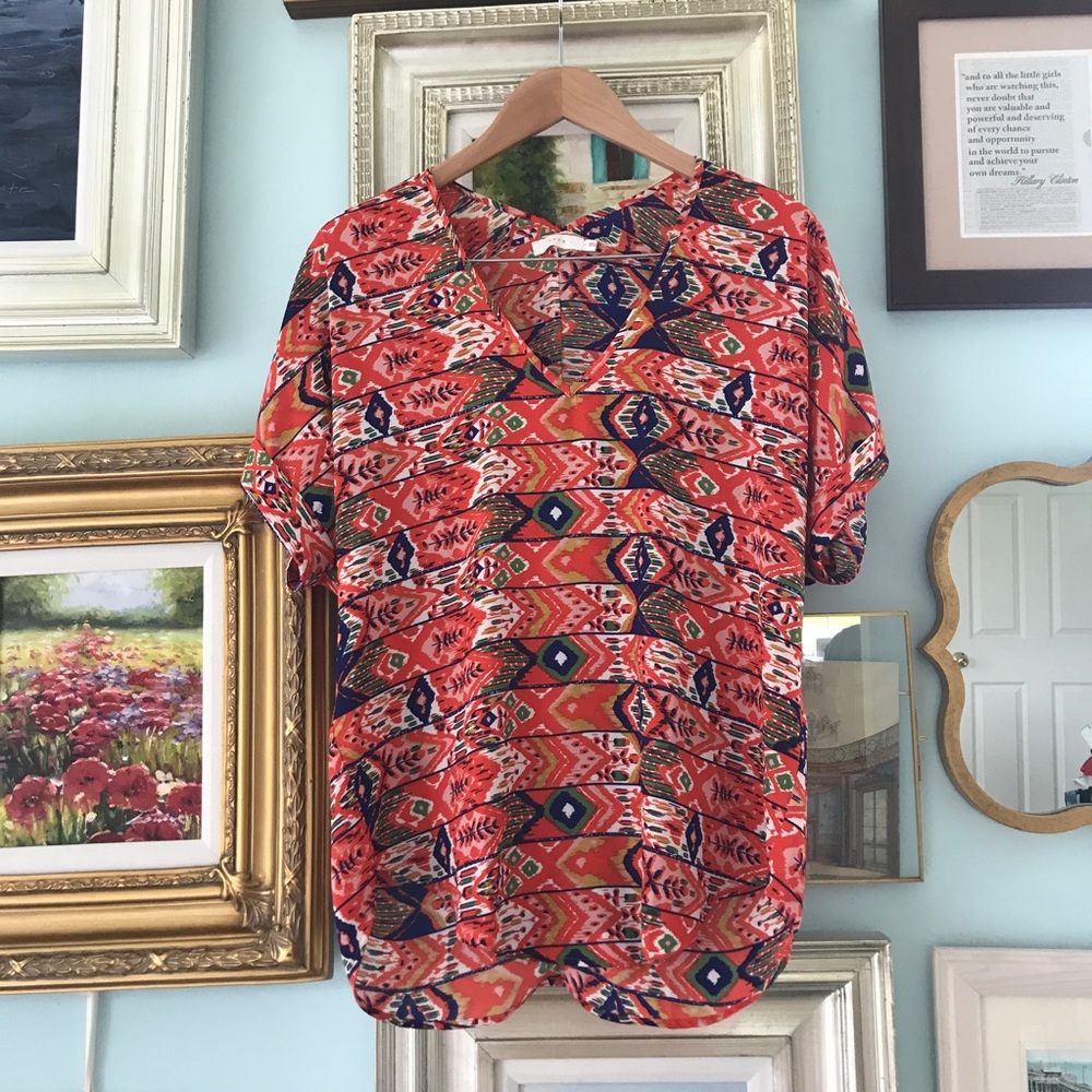 Lush ikat v-neck tunic